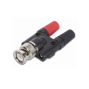 CONNECTEUR BNC FEMELLE VERS DEUX FICHES BANANES FEMELLES (NOIRE/ROUGE)
