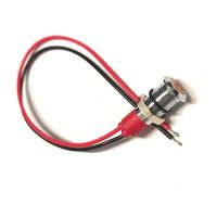 VOYANT LED JAUNE CHROME TETE PLATE +FIL 12V