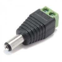 CONNECTEUR D'ALIMENTATION AVEC BORNIER VERT 2 PLOTS (5,5MM)